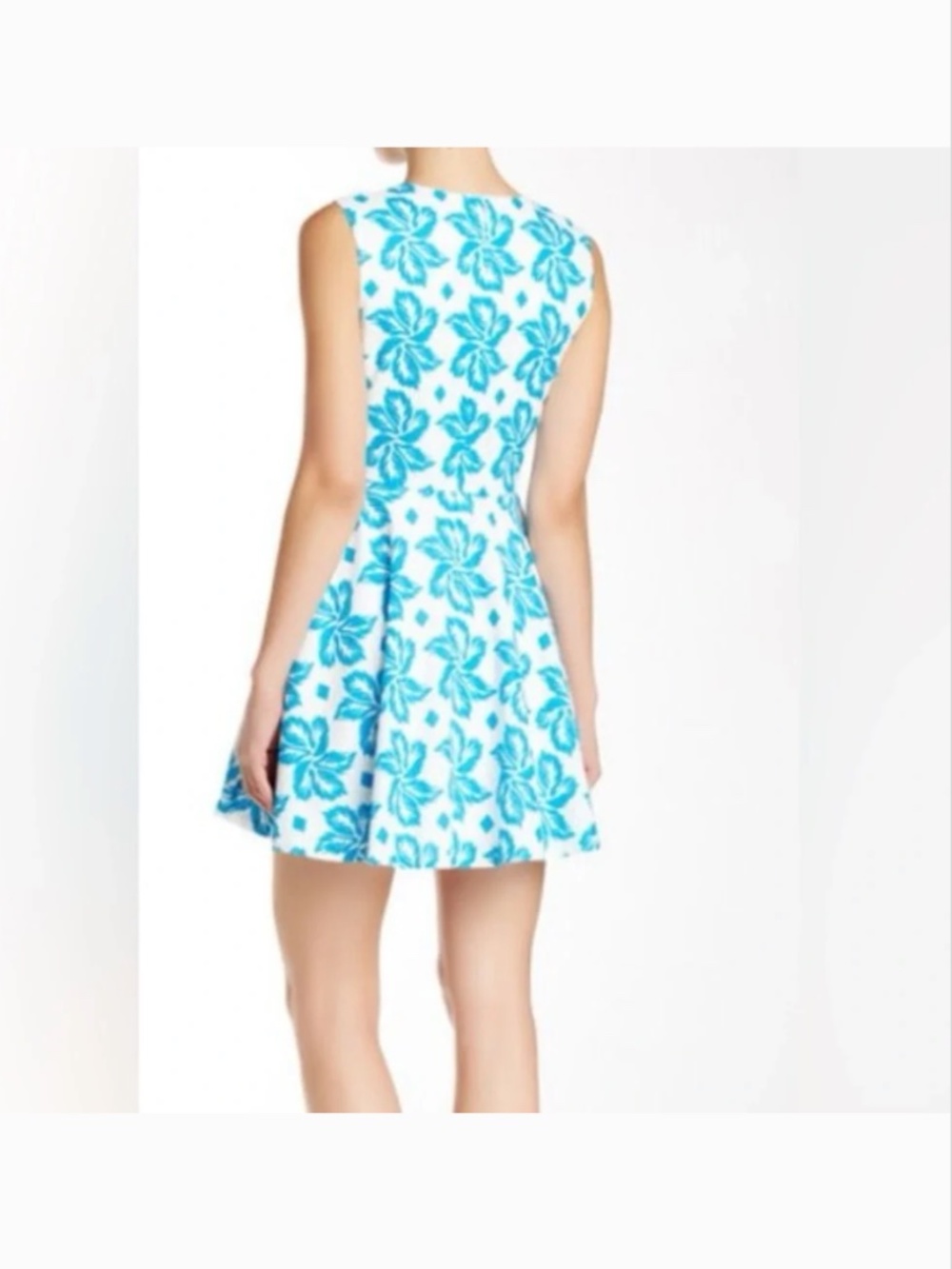 Diane von Furstenberg DVF Jeannie Fit Flare Teal White Dress 8 RARE - Picture 5 of 7